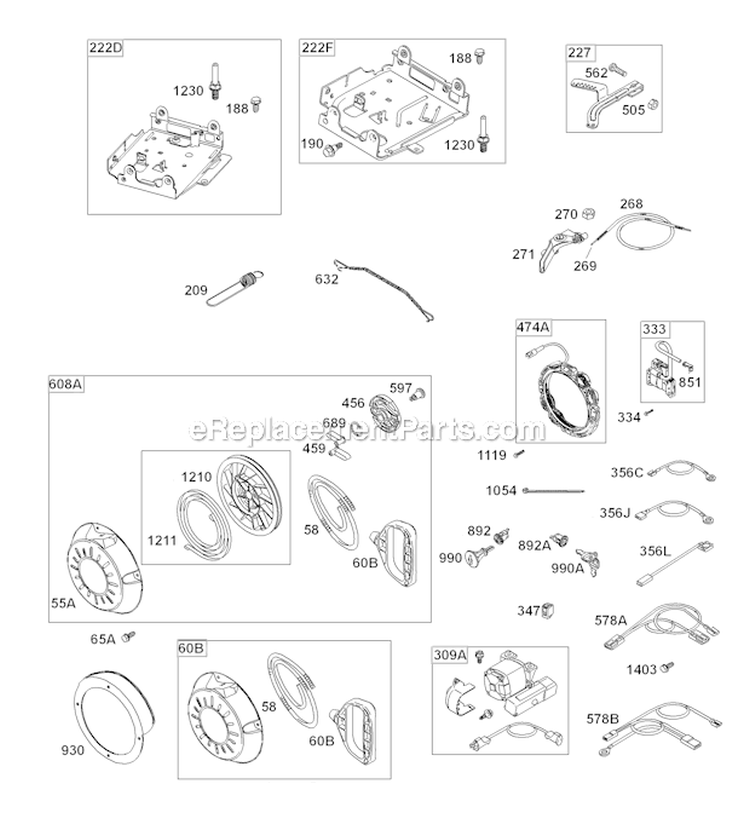 Page D Diagram and Parts List for 15A114-0342-E1  Briggs and Stratton Engine